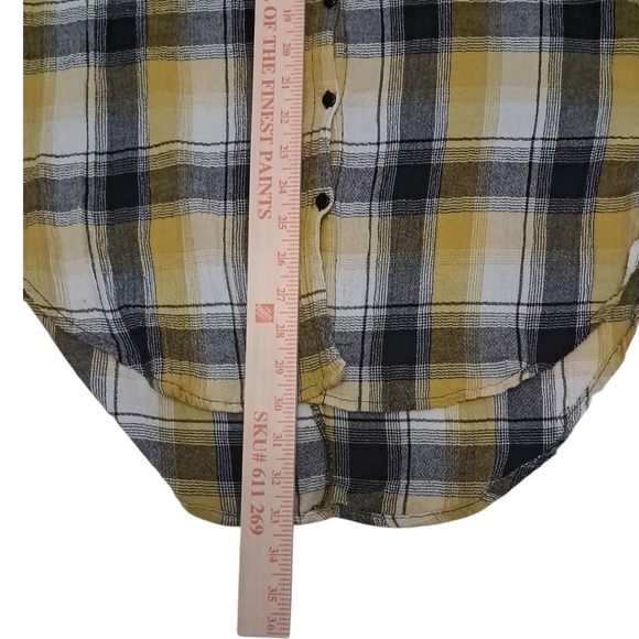 Maeve Yellow and Black Plaid Shirt Embroidered Drop Shoulder Size XS - Picture 4 of 8
